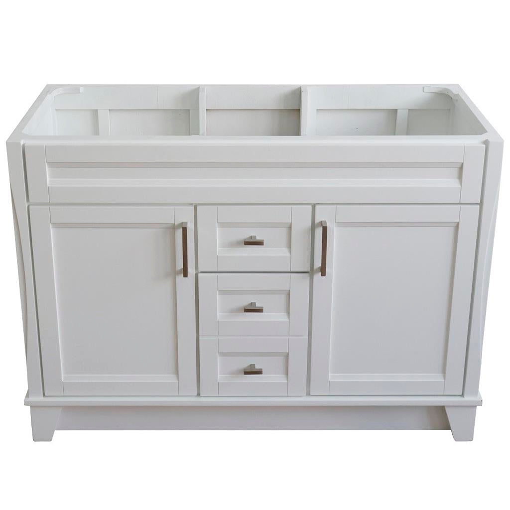 Bellaterra Home, Terni 48" White Double Vanity, Cabinet Only, Cabinet Only (No Top)#top-options_cabinet-only-(no-top)-top