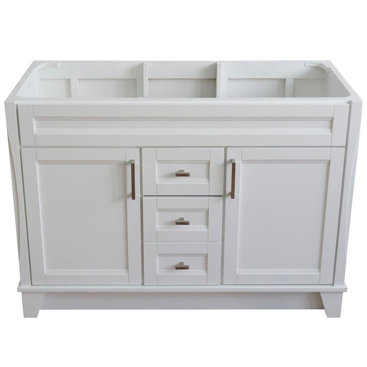 Bellaterra Home, Terni 48" White Double Vanity, Cabinet Only, Cabinet Only (No Top)#top-options_cabinet-only-(no-top)-top