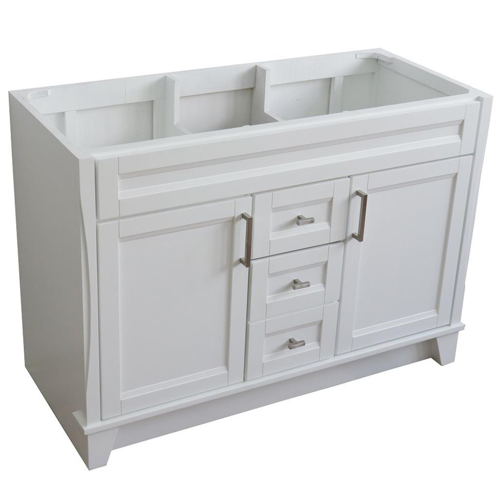 Bellaterra Home, Terni 48" White Double Vanity, Cabinet Only, Cabinet Only (No Top)#top-options_cabinet-only-(no-top)-top