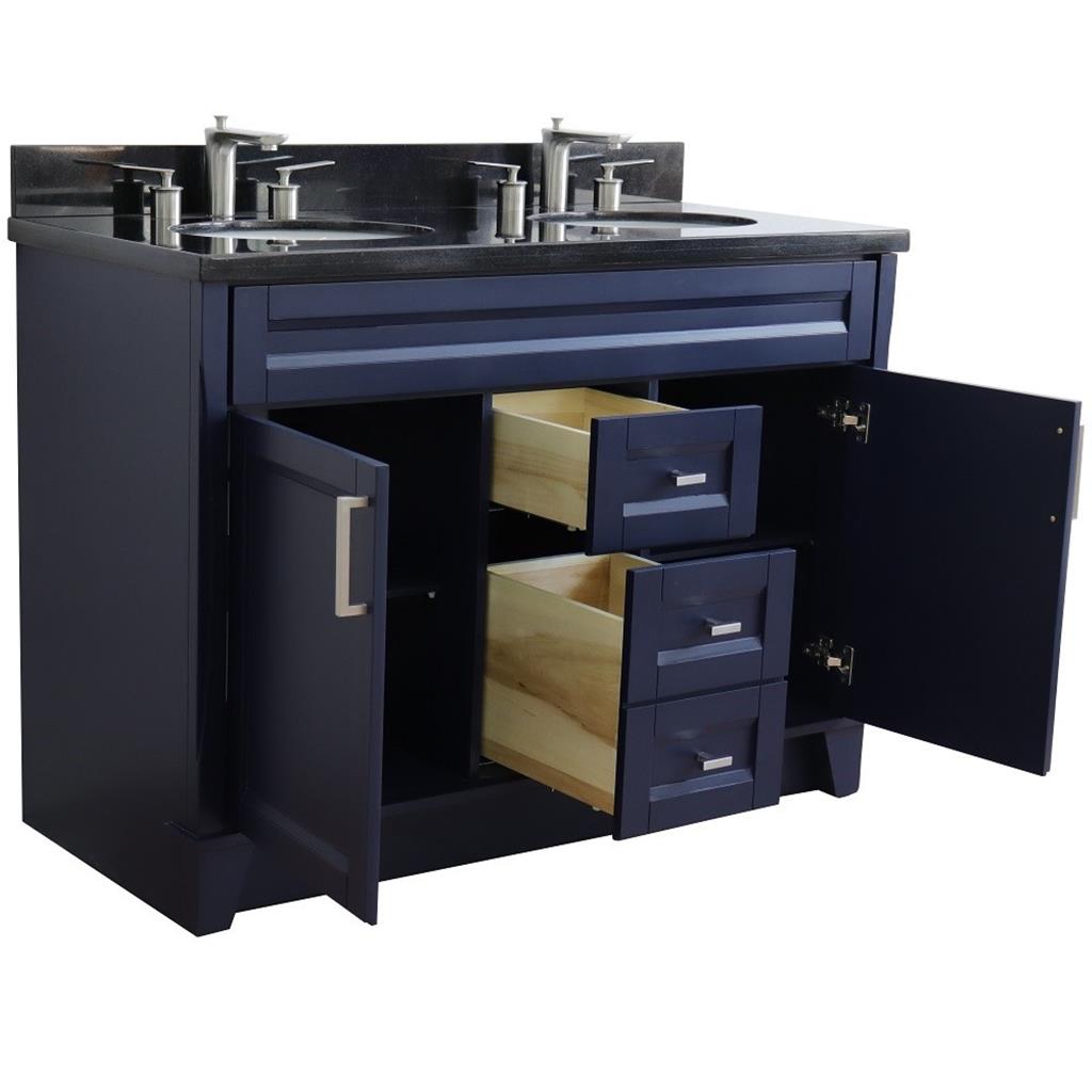 Bellaterra Home, Terni 49" Blue Double Vanity, Oval Sink, Black Galaxy Granite#top-options_black-galaxy-granite-top