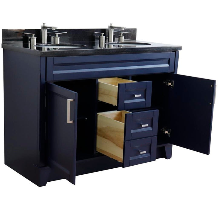 Bellaterra Home, Terni 49" Blue Double Vanity, Oval Sink, Black Galaxy Granite#top-options_black-galaxy-granite-top