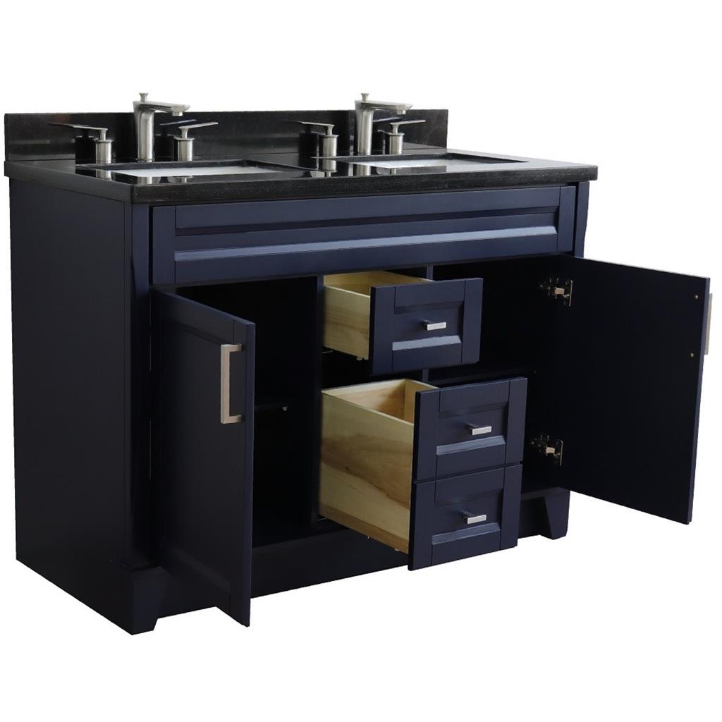 Bellaterra Home, Terni 49" Blue Double Vanity, Rectangle Sink, Black Galaxy Granite#top-options_black-galaxy-granite-top
