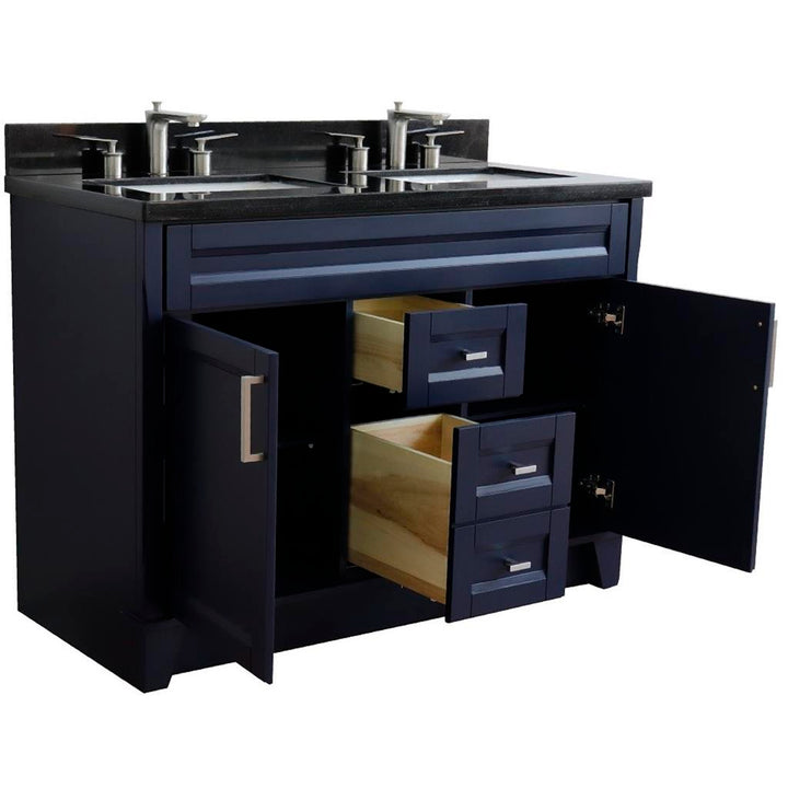 Bellaterra Home, Terni 49" Blue Double Vanity, Rectangle Sink, Black Galaxy Granite#top-options_black-galaxy-granite-top