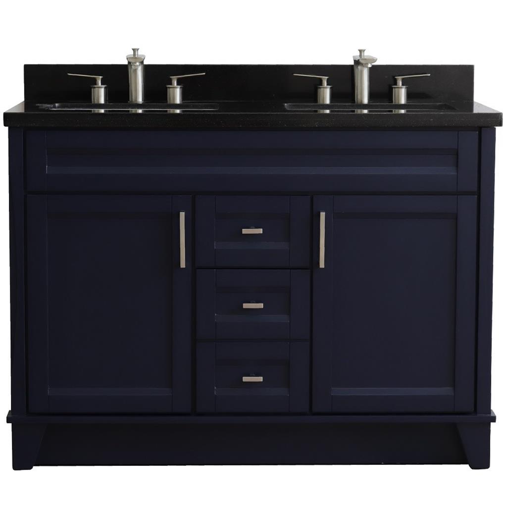 Bellaterra Home, Terni 49" Blue Double Vanity, Rectangle Sink, Black Galaxy Granite#top-options_black-galaxy-granite-top