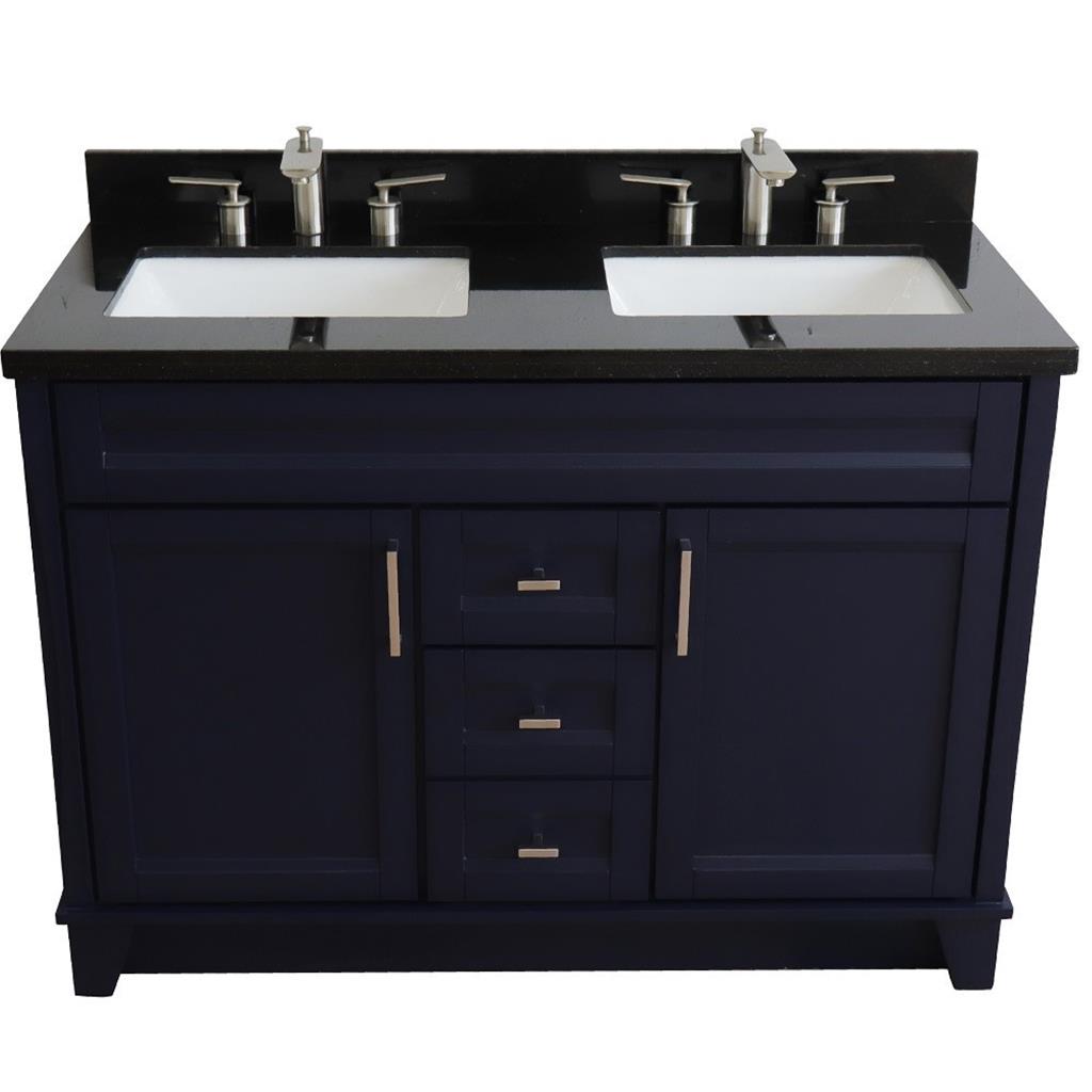 Bellaterra Home, Terni 49" Blue Double Vanity, Rectangle Sink, Black Galaxy Granite#top-options_black-galaxy-granite-top