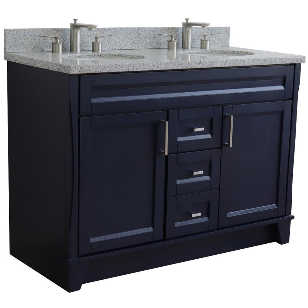 Bellaterra Home, Terni 49" Blue Double Vanity, Oval Sink, Gray Granite#top-options_gray-granite-top