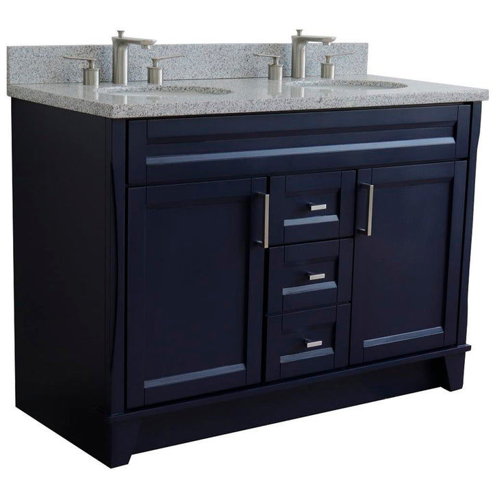 Bellaterra Home, Terni 49" Blue Double Vanity, Oval Sink, Gray Granite#top-options_gray-granite-top
