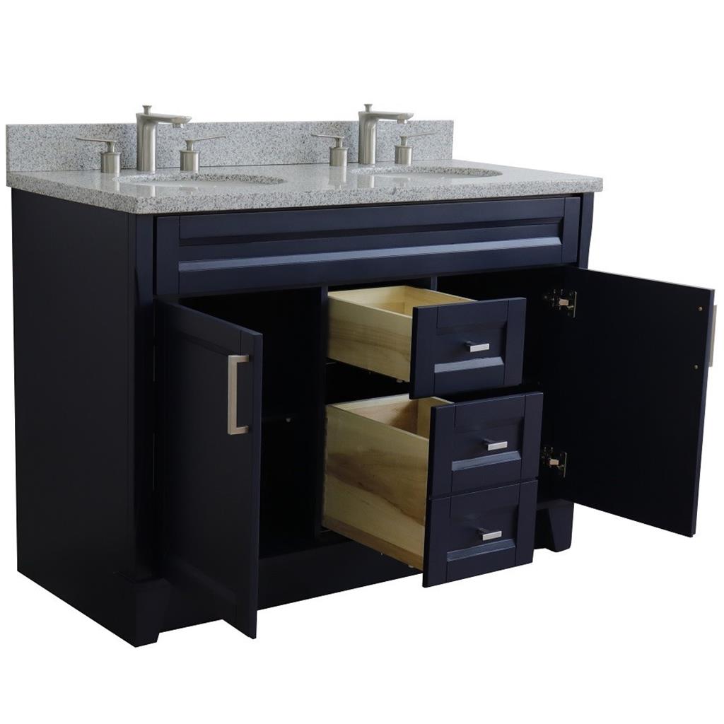 Bellaterra Home, Terni 49" Blue Double Vanity, Oval Sink, Gray Granite#top-options_gray-granite-top