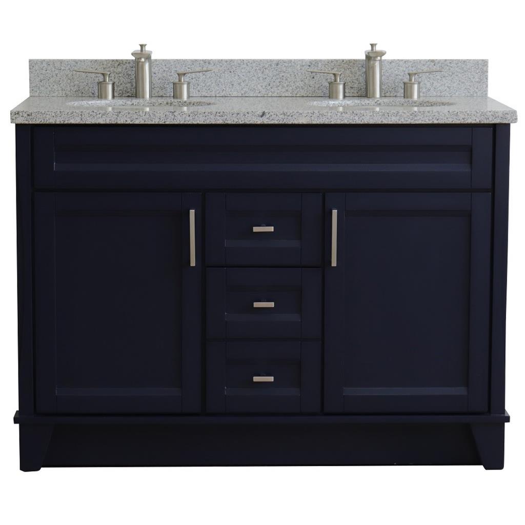 Bellaterra Home, Terni 49" Blue Double Vanity, Oval Sink, Gray Granite#top-options_gray-granite-top