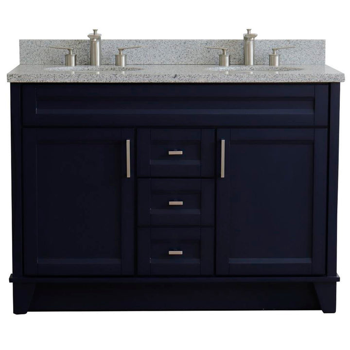 Bellaterra Home, Terni 49" Blue Double Vanity, Oval Sink, Gray Granite#top-options_gray-granite-top