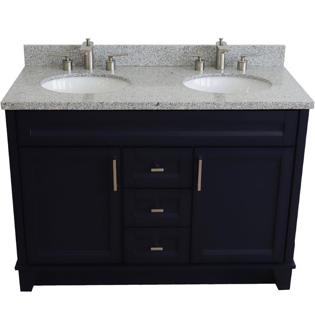 Bellaterra Home, Terni 49" Blue Double Vanity, Oval Sink, Gray Granite#top-options_gray-granite-top