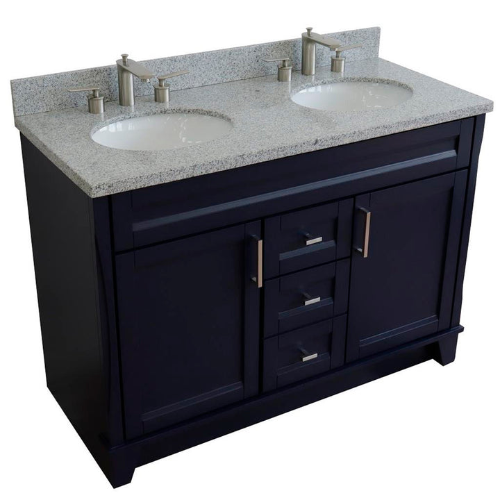 Bellaterra Home, Terni 49" Blue Double Vanity, Oval Sink, Gray Granite#top-options_gray-granite-top