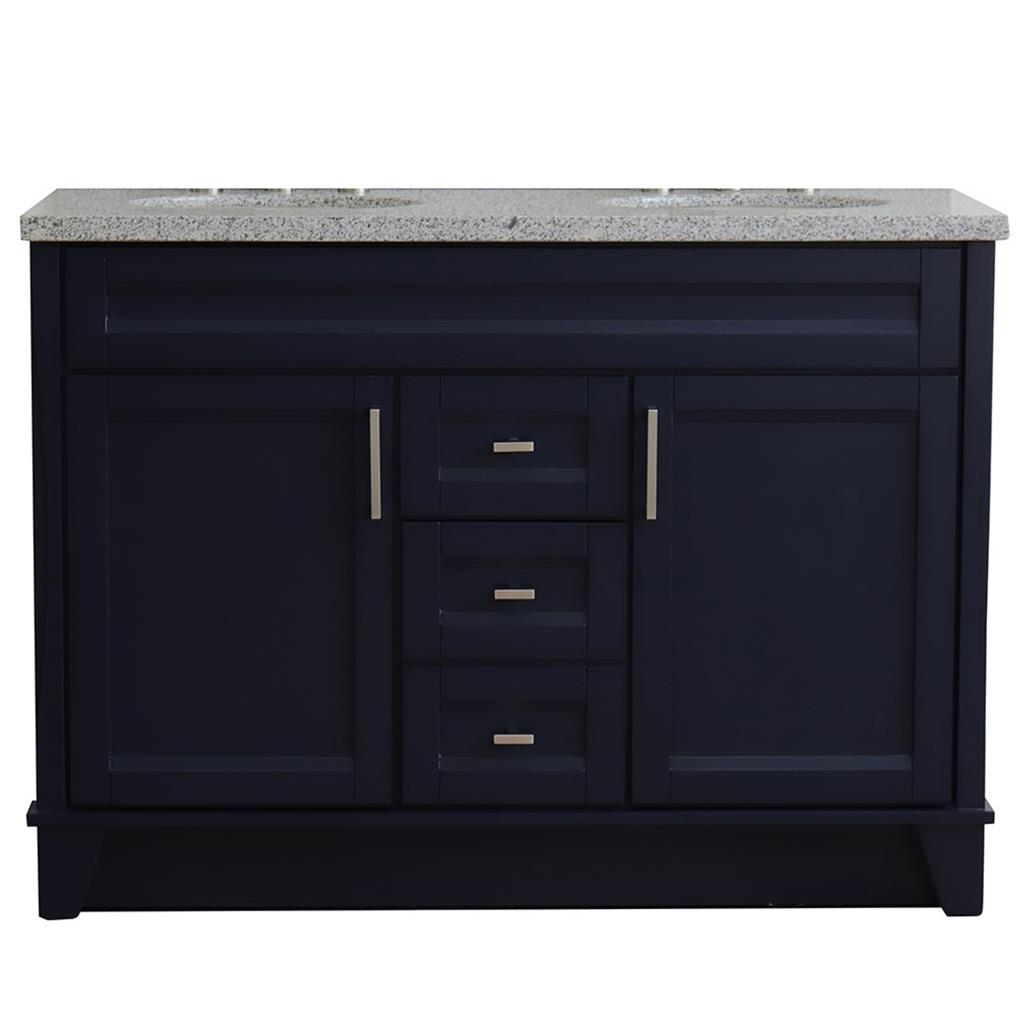 Bellaterra Home, Terni 49" Blue Double Vanity, Oval Sink, Gray Granite#top-options_gray-granite-top