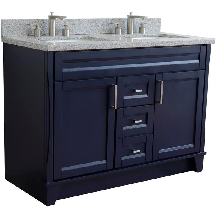 Bellaterra Home, Terni 49" Blue Double Vanity, Rectangle Sink, Gray Granite#top-options_gray-granite-top