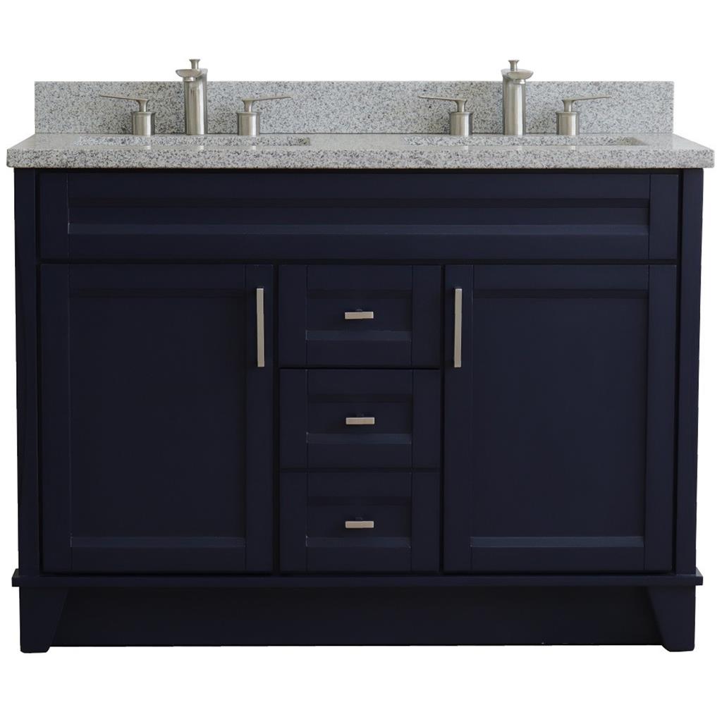 Bellaterra Home, Terni 49" Blue Double Vanity, Rectangle Sink, Gray Granite#top-options_gray-granite-top