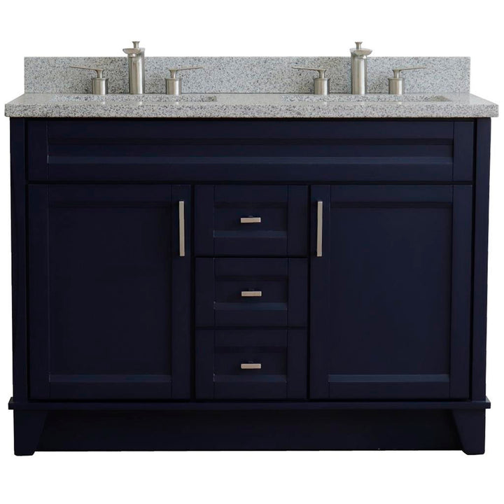 Bellaterra Home, Terni 49" Blue Double Vanity, Rectangle Sink, Gray Granite#top-options_gray-granite-top