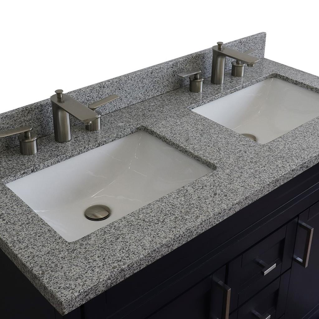 Bellaterra Home, Terni 49" Blue Double Vanity, Rectangle Sink, Gray Granite#top-options_gray-granite-top