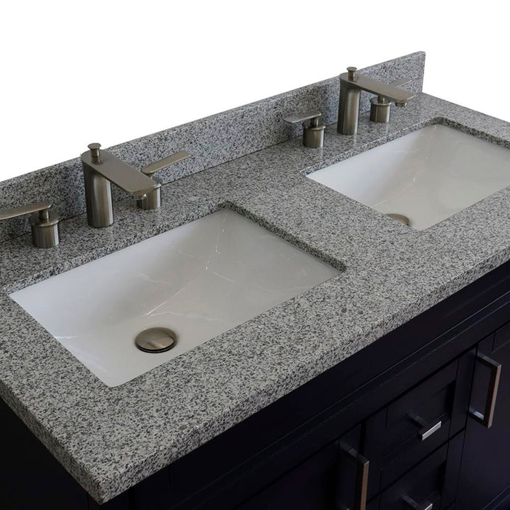 Bellaterra Home, Terni 49" Blue Double Vanity, Rectangle Sink, Gray Granite#top-options_gray-granite-top