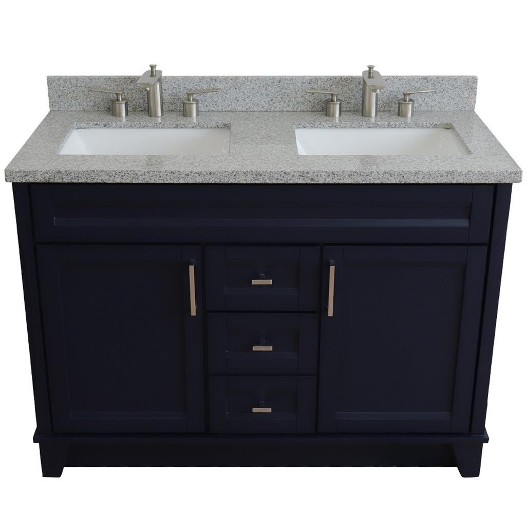Bellaterra Home, Terni 49" Blue Double Vanity, Rectangle Sink, Gray Granite#top-options_gray-granite-top