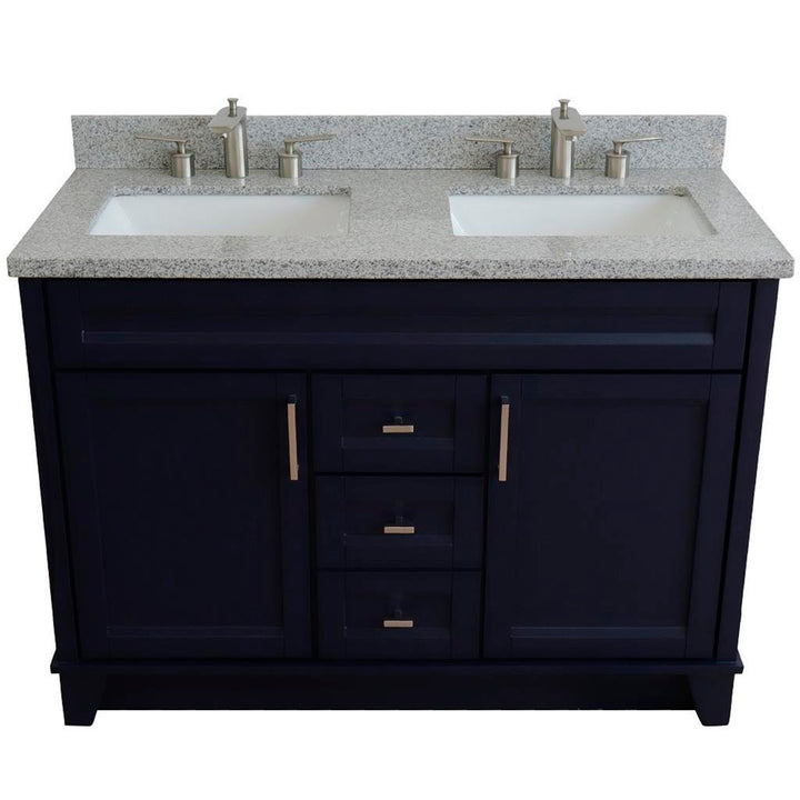 Bellaterra Home, Terni 49" Blue Double Vanity, Rectangle Sink, Gray Granite#top-options_gray-granite-top