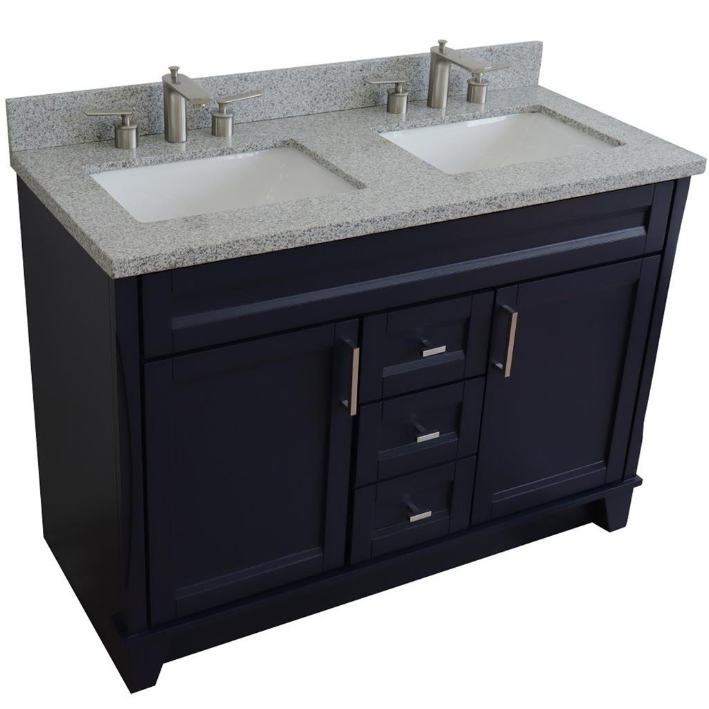 Bellaterra Home, Terni 49" Blue Double Vanity, Rectangle Sink, Gray Granite#top-options_gray-granite-top