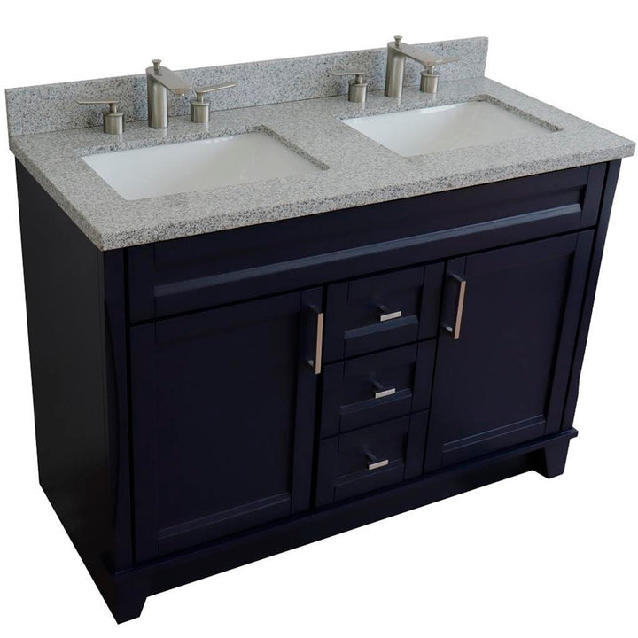 Bellaterra Home, Terni 49" Blue Double Vanity, Rectangle Sink, Gray Granite#top-options_gray-granite-top