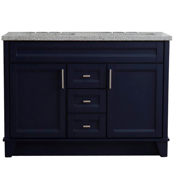 Bellaterra Home, Terni 49" Blue Double Vanity, Rectangle Sink, Gray Granite#top-options_gray-granite-top