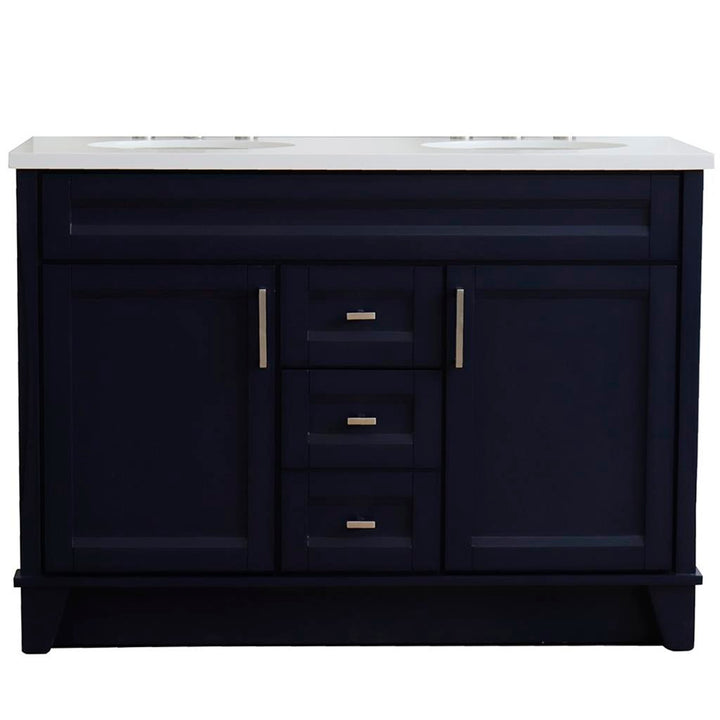 Bellaterra Home, Terni 49" Blue Double Vanity, Oval Sink, White Quartz#top-options_white-quartz-top