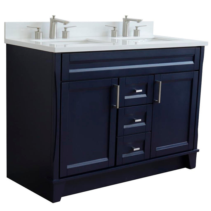 Bellaterra Home, Terni 49" Blue Double Vanity, Rectangle Sink, White Quartz#top-options_white-quartz-top