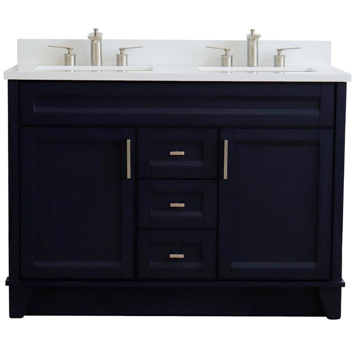 Bellaterra Home, Terni 49" Blue Double Vanity, Rectangle Sink, White Quartz#top-options_white-quartz-top