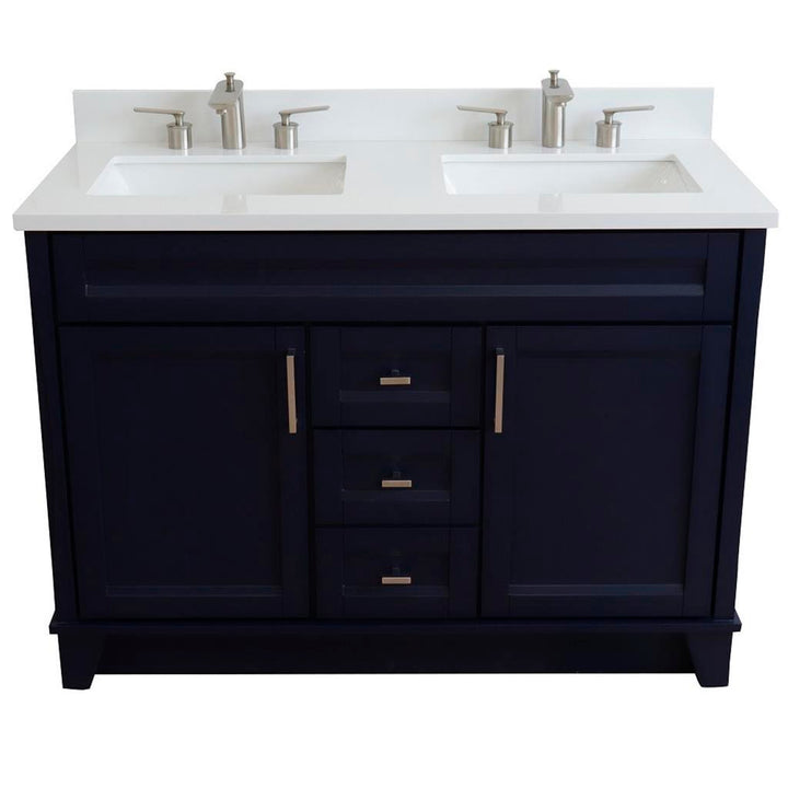 Bellaterra Home, Terni 49" Blue Double Vanity, Rectangle Sink, White Quartz#top-options_white-quartz-top
