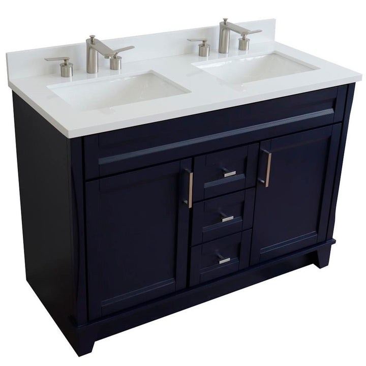 Bellaterra Home, Terni 49" Blue Double Vanity, Rectangle Sink, White Quartz#top-options_white-quartz-top