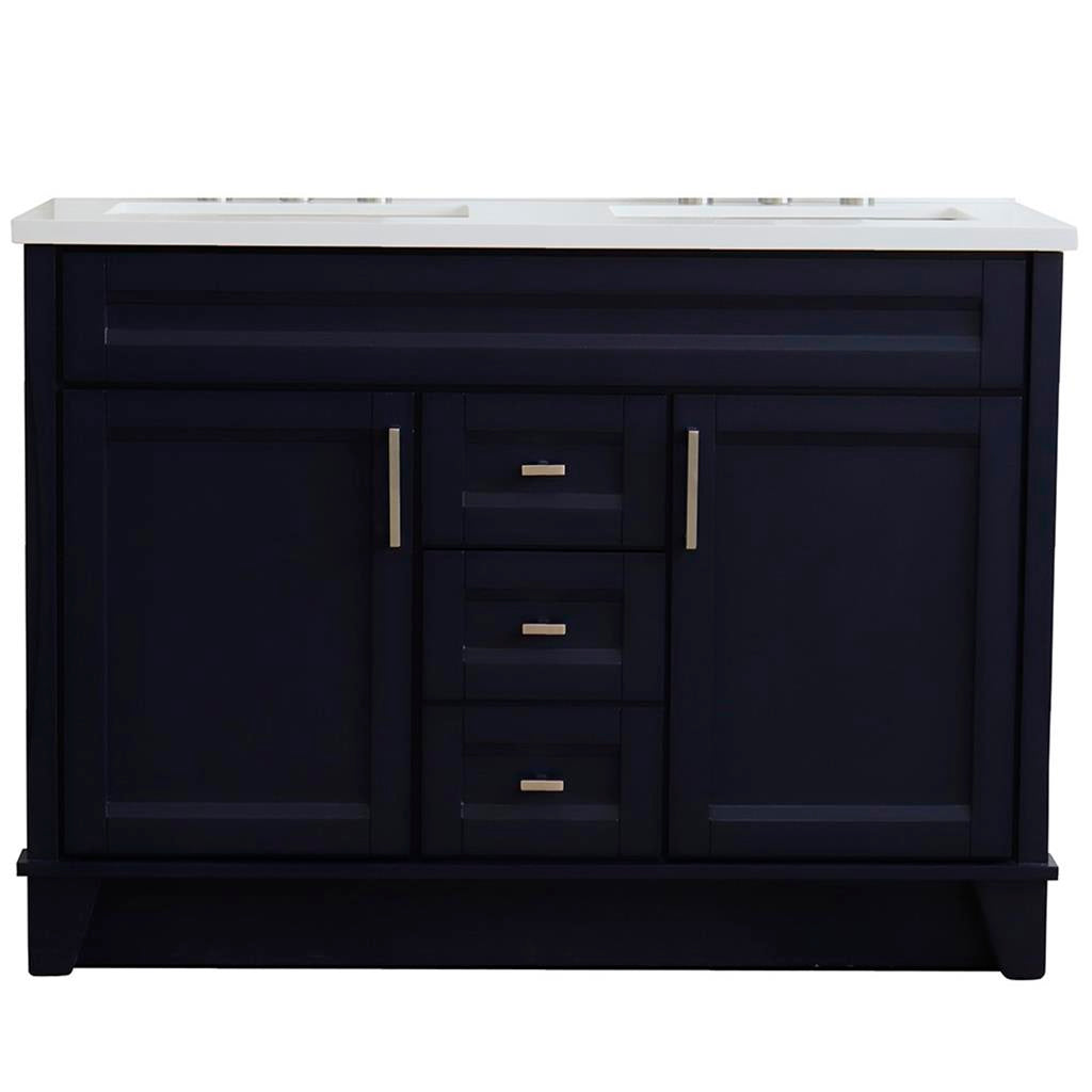 Bellaterra Home, Terni 49" Blue Double Vanity, Rectangle Sink, White Quartz#top-options_white-quartz-top