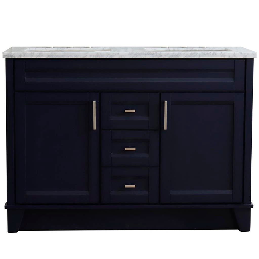 Bellaterra Home, Terni 49" Blue Double Vanity, Rectangle Sink, White Carrara Marble#top-options_white-carrara-marble-top