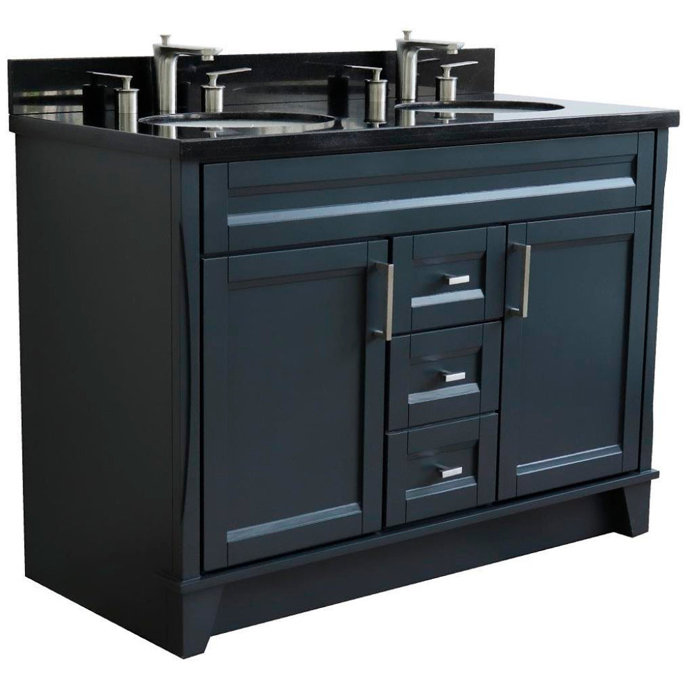 Bellaterra Home, Terni 49" Dark Gray Double Vanity, Oval Sink, Black Galaxy Granite#top-options_black-galaxy-granite-top