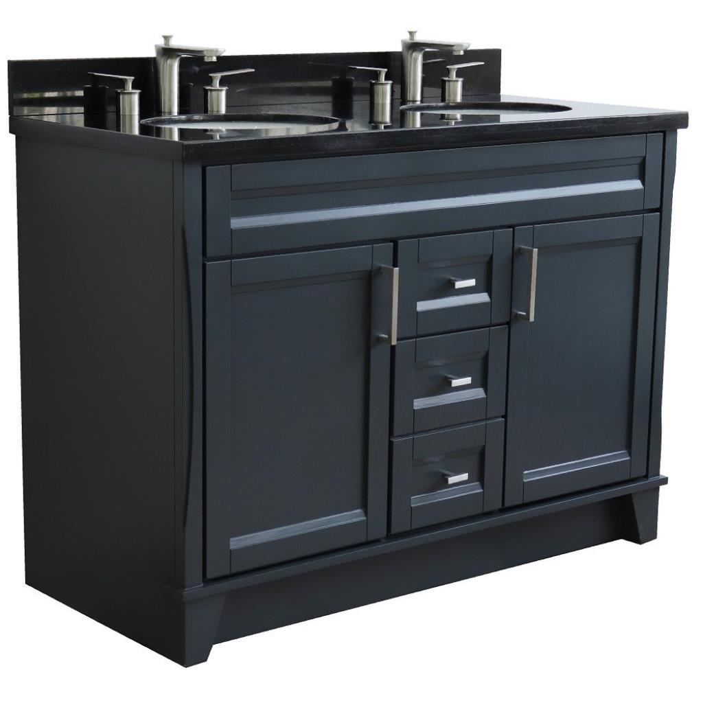 Bellaterra Home, Terni 49" Dark Gray Double Vanity, Oval Sink, Black Galaxy Granite#top-options_black-galaxy-granite-top