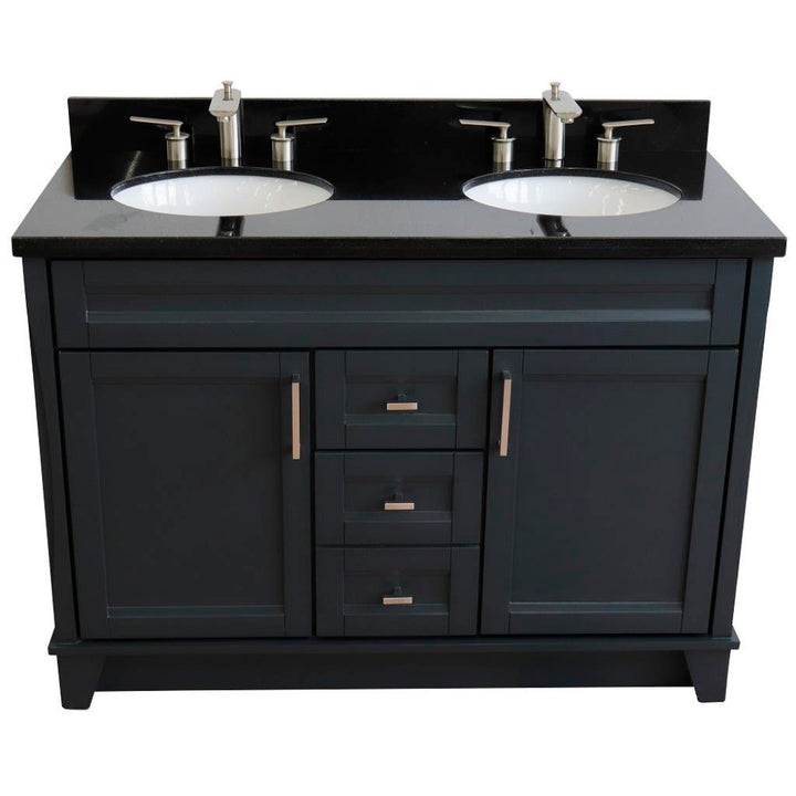 Bellaterra Home, Terni 49" Dark Gray Double Vanity, Oval Sink, Black Galaxy Granite#top-options_black-galaxy-granite-top