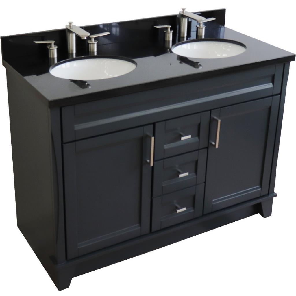 Bellaterra Home, Terni 49" Dark Gray Double Vanity, Oval Sink, Black Galaxy Granite#top-options_black-galaxy-granite-top