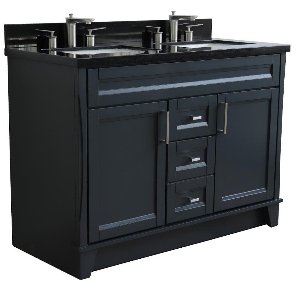 Bellaterra Home, Terni 49" Dark Gray Double Vanity, Rectangle Sink, Black Galaxy Granite#top-options_black-galaxy-granite-top