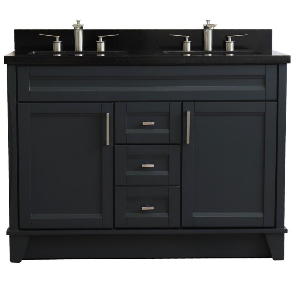 Bellaterra Home, Terni 49" Dark Gray Double Vanity, Rectangle Sink, Black Galaxy Granite#top-options_black-galaxy-granite-top