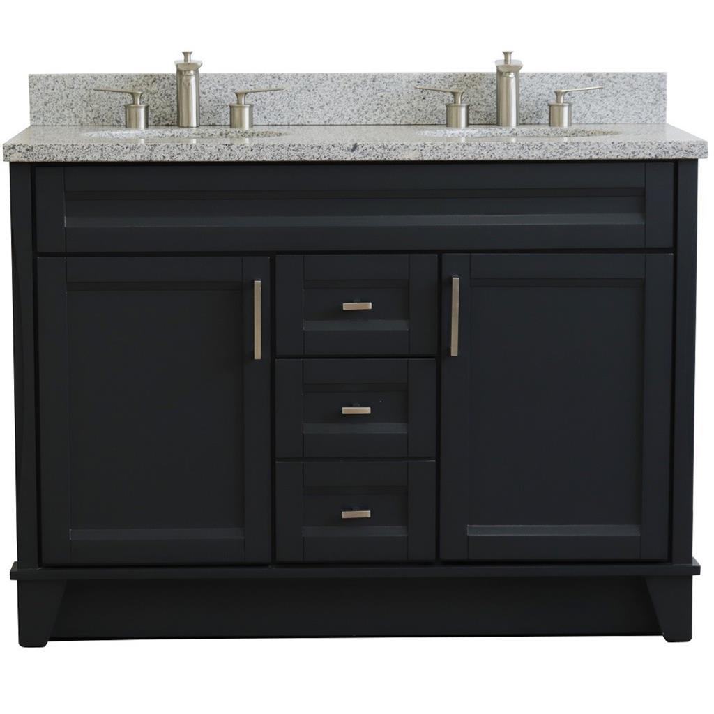 Bellaterra Home, Terni 49" Dark Gray Double Vanity, Oval Sink, Gray Granite#top-options_gray-granite-top