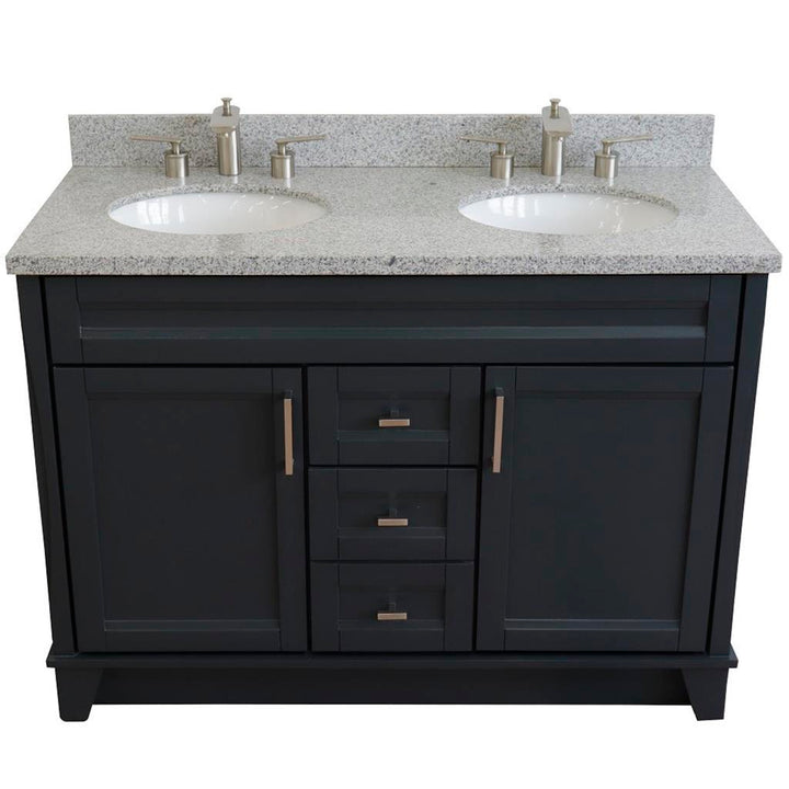 Bellaterra Home, Terni 49" Dark Gray Double Vanity, Oval Sink, Gray Granite#top-options_gray-granite-top