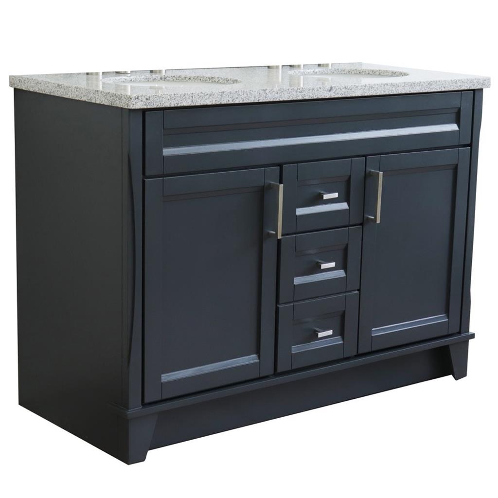 Bellaterra Home, Terni 49" Dark Gray Double Vanity, Oval Sink, Gray Granite#top-options_gray-granite-top