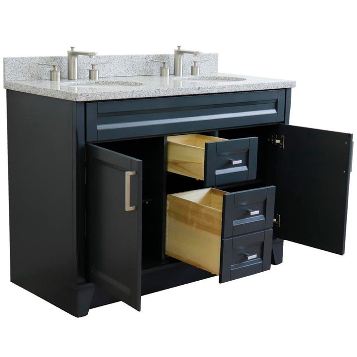 Bellaterra Home, Terni 49" Dark Gray Double Vanity, Oval Sink, Gray Granite#top-options_gray-granite-top