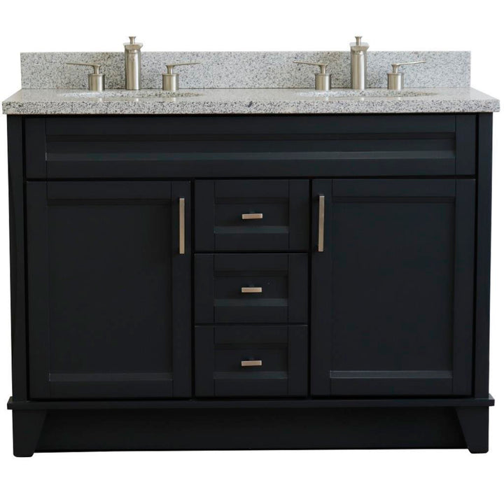 Bellaterra Home, Terni 49" Dark Gray Double Vanity, Oval Sink, Gray Granite#top-options_gray-granite-top