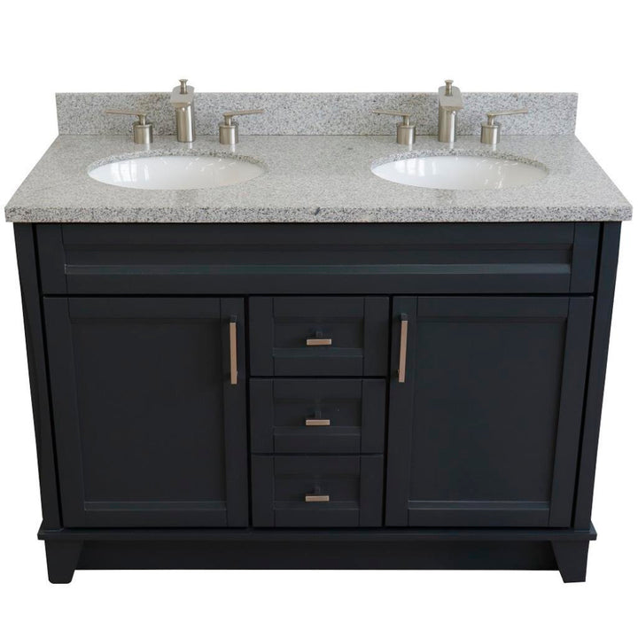 Bellaterra Home, Terni 49" Dark Gray Double Vanity, Oval Sink, Gray Granite#top-options_gray-granite-top