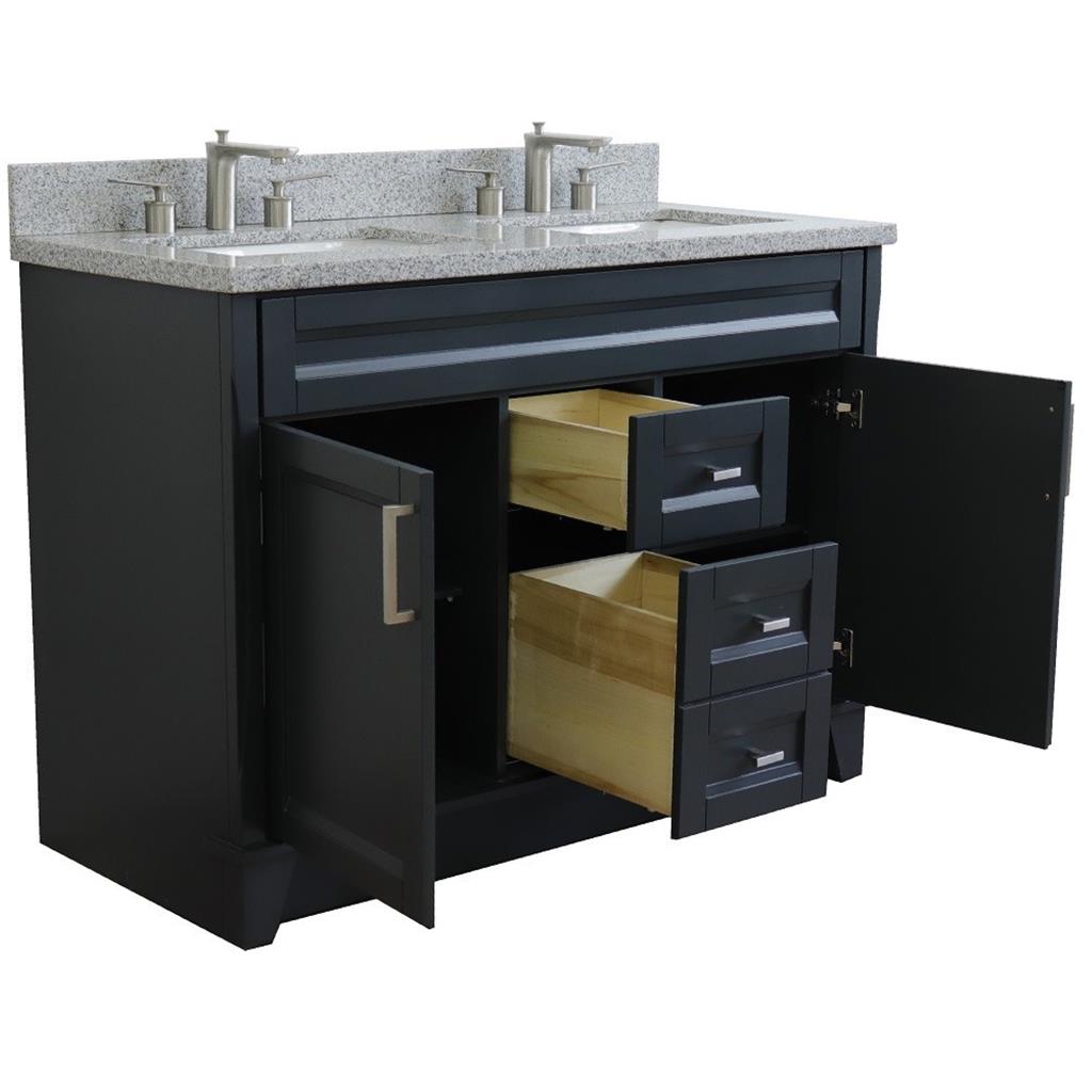 Bellaterra Home, Terni 49" Dark Gray Double Vanity, Rectangle Sink, Gray Granite#top-options_gray-granite-top