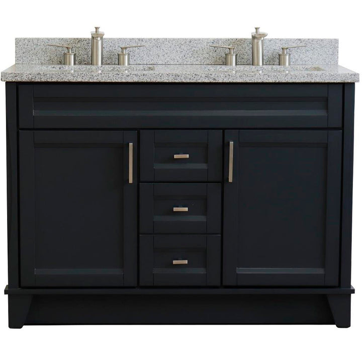 Bellaterra Home, Terni 49" Dark Gray Double Vanity, Rectangle Sink, Gray Granite#top-options_gray-granite-top