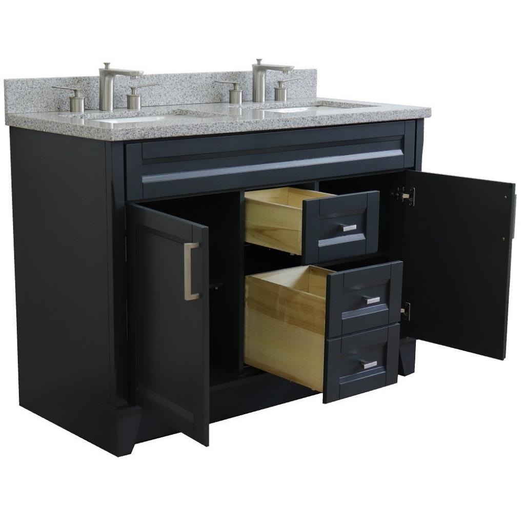 Bellaterra Home, Terni 49" Dark Gray Double Vanity, Rectangle Sink, Gray Granite#top-options_gray-granite-top