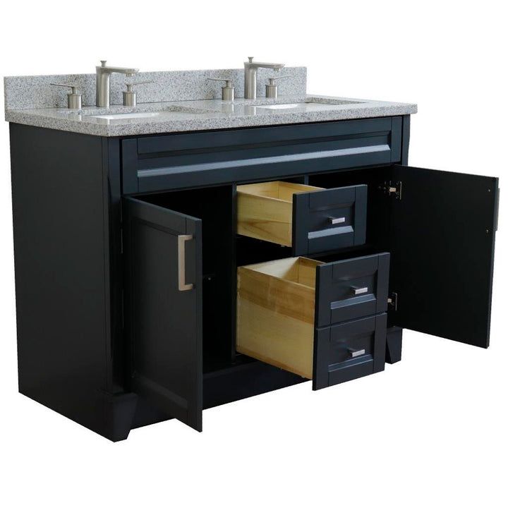 Bellaterra Home, Terni 49" Dark Gray Double Vanity, Rectangle Sink, Gray Granite#top-options_gray-granite-top